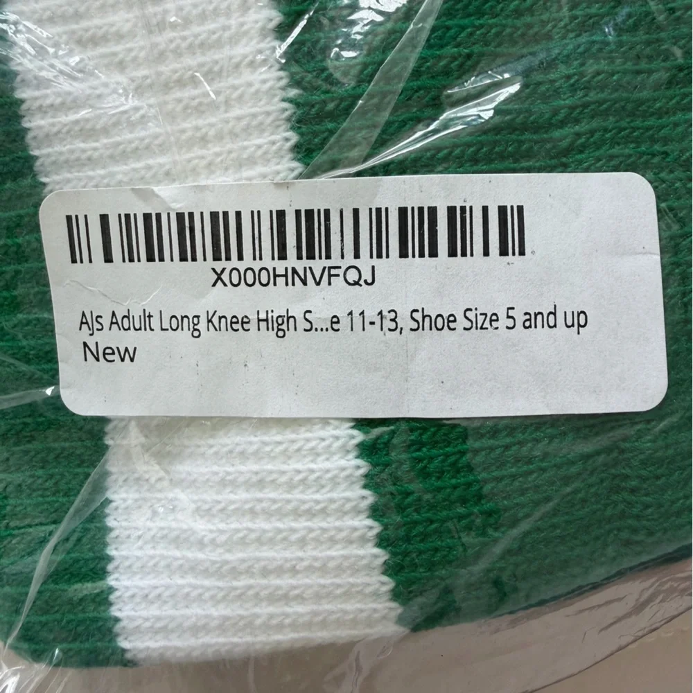 Green and White Striped Socks